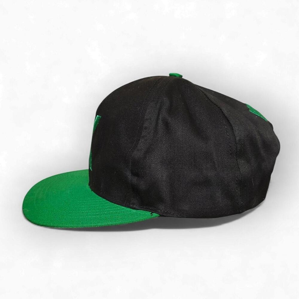Mens Black Green Embroidered Letter K Snapback Baseball Cap One Size - Picture 3 of 4